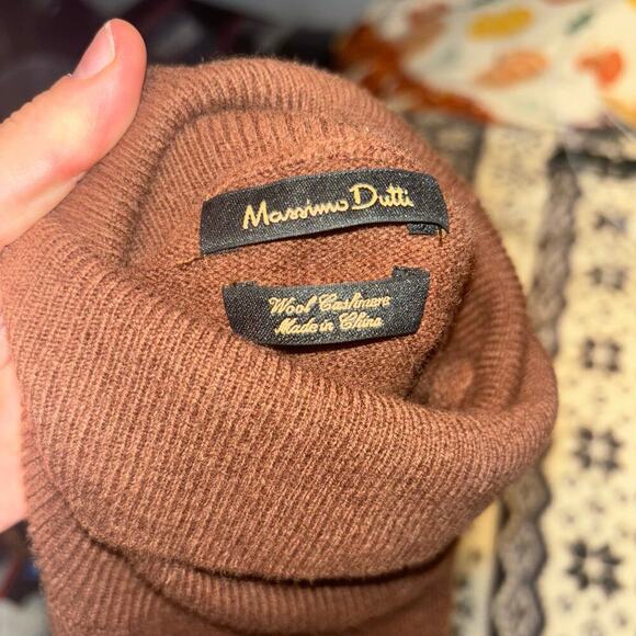 Massimo Dutti Wool Cashmere Blend Brown Turtleneck Sweater Size Large - Picture 8 of 13